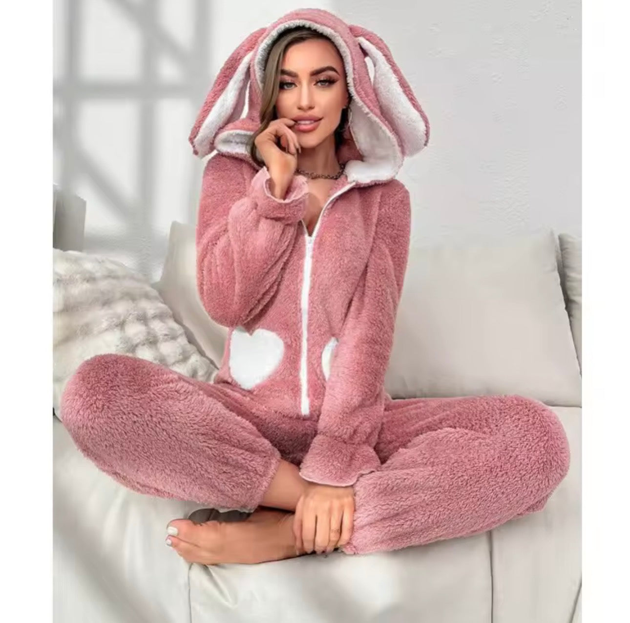 אוברול ארנב חורפי מפנק Pink Bunny Dream